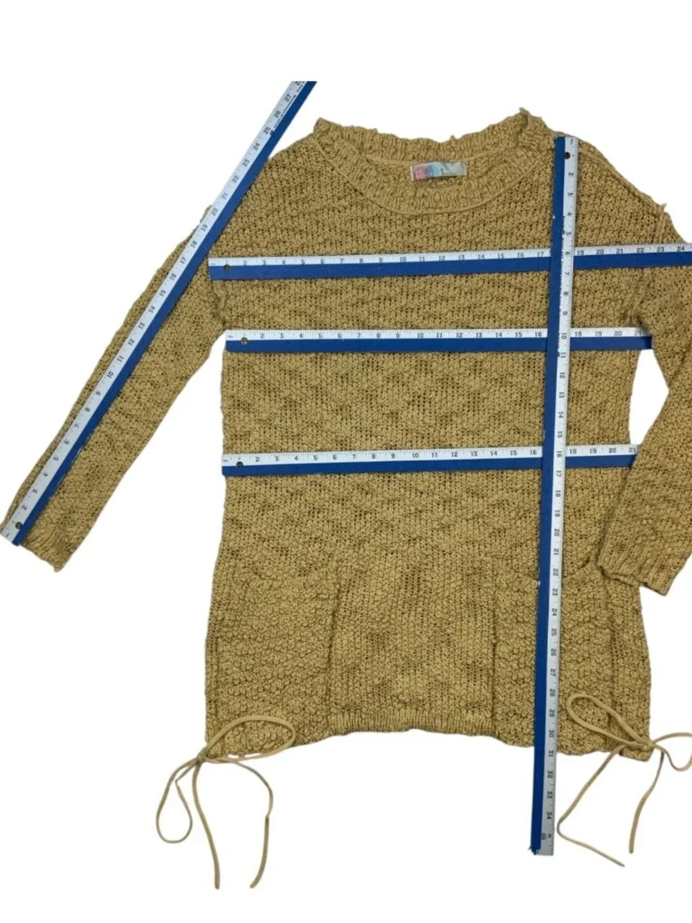 Free People FP Beach Crochet Sweater M Beige Long Sleeve